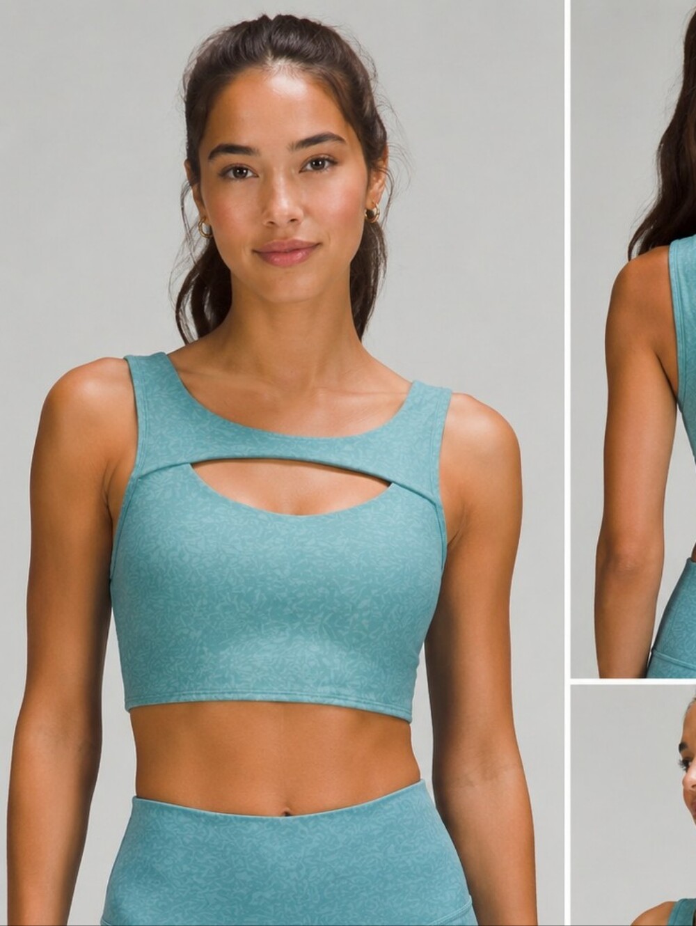Lululemon Longline Cutout Sports Bra Teal Blue Green Yoga Gym Athleisure Size XS
